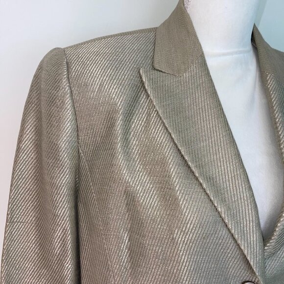 Linda Allard Ellen Tracy Blazer Size 12 Womens Vintage Gold Linen Viscose Cotton - Picture 7 of 15